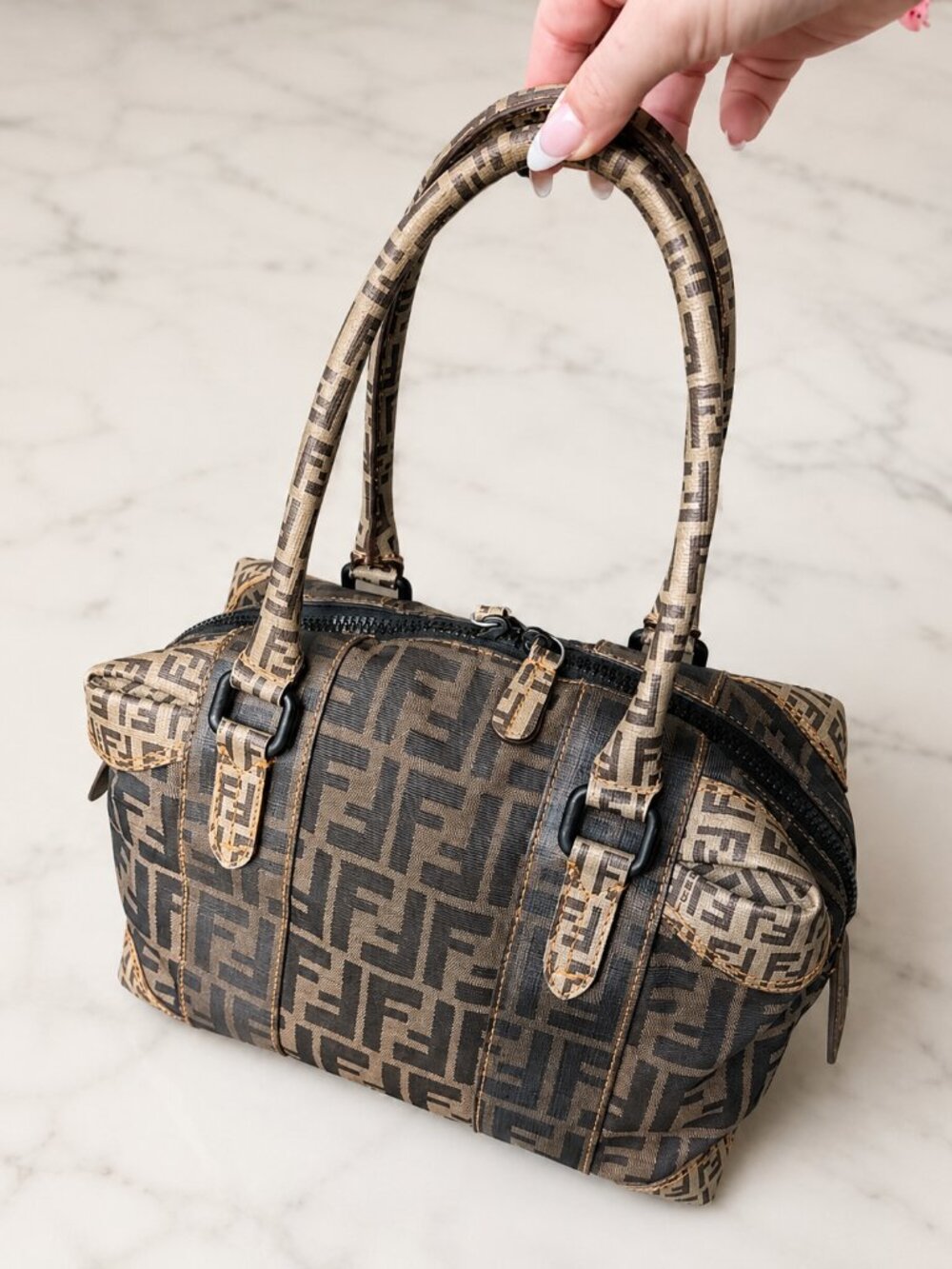 2007 Fendi FF Zucca Boston Bag Monogram Vintage